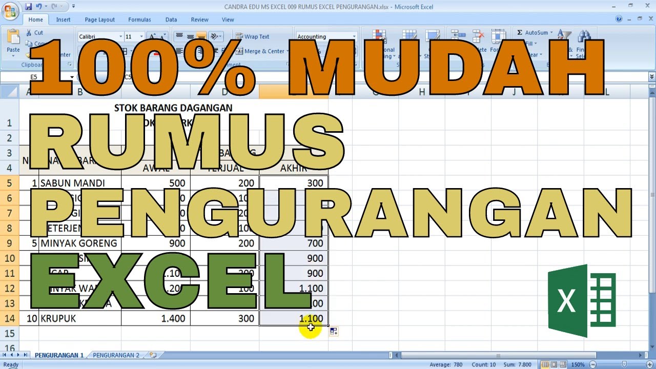 Rumus pengurangan excel - Rumus excel pengurangan