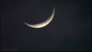 1600mm crescent moon close-up realtime 1080p HD (w/heatwaves) V08629