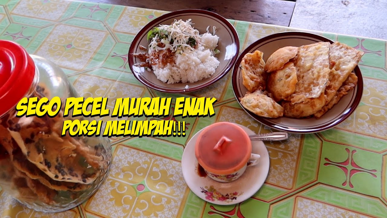 Sego pecel porsi pekerja sawah, hanya 5000 sudah termasuk lauk! Warung Mbah Tumiyem