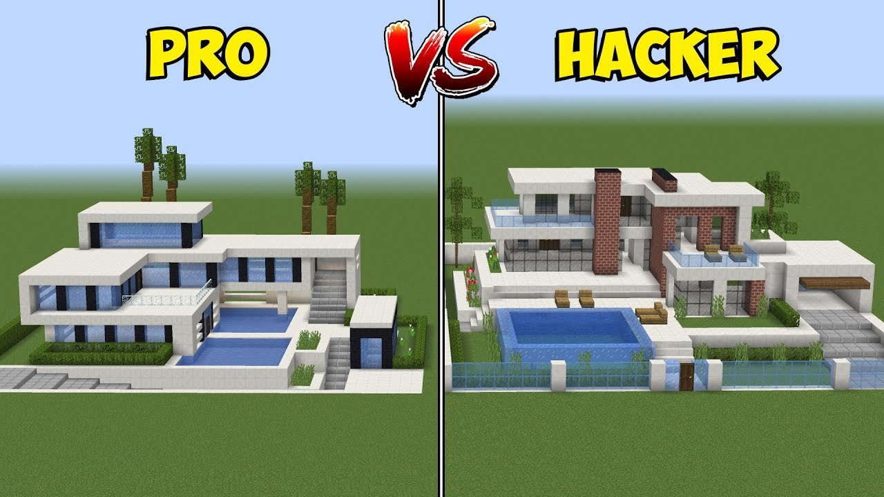 Minecraft - PRO vs HACKER : Construindo uma CASA MODERNA 