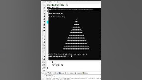 Draw mountain pattern in C language by coding#shorts #youtubeshorts #programming
