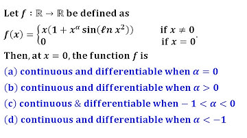 continuity and differentiability at zero of function IIT Jam 2016 mathematics solution real analysis