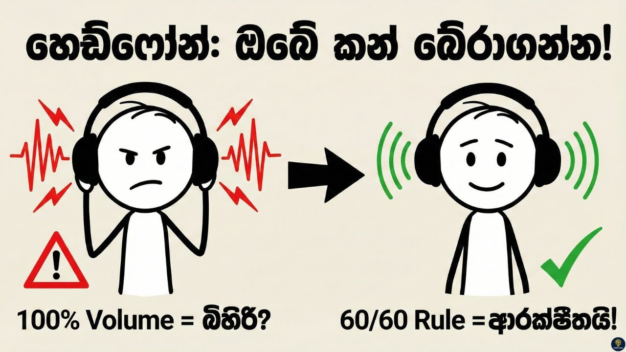හෙඩ්ෆෝන් දාගෙන සින්දු අහන අය බිහිරි වෙනවද? 🎧 (60/60 නීතිය) | Earphone Side Effects