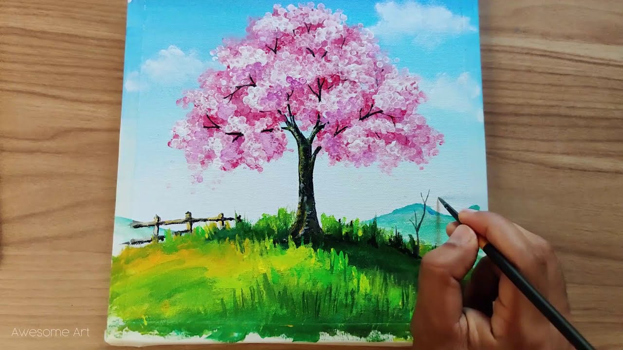 #5 - Spring Landscape / Season Painting for Beginners / Easy & Simple
