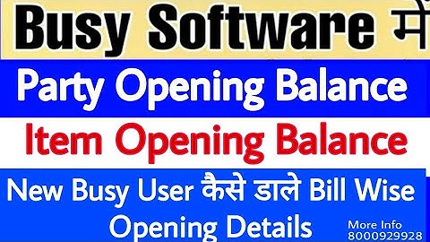 Opening Balance in Busy Software||Item opening balance||party opening balance in busy software