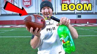 KICKING FOOTBALLS FILLED WITH SODA (EXPERIMENT)
