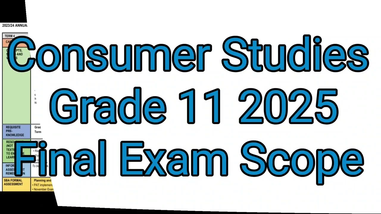Grade 11 Consumer Studies Term 4 | Scope for Exam 2025