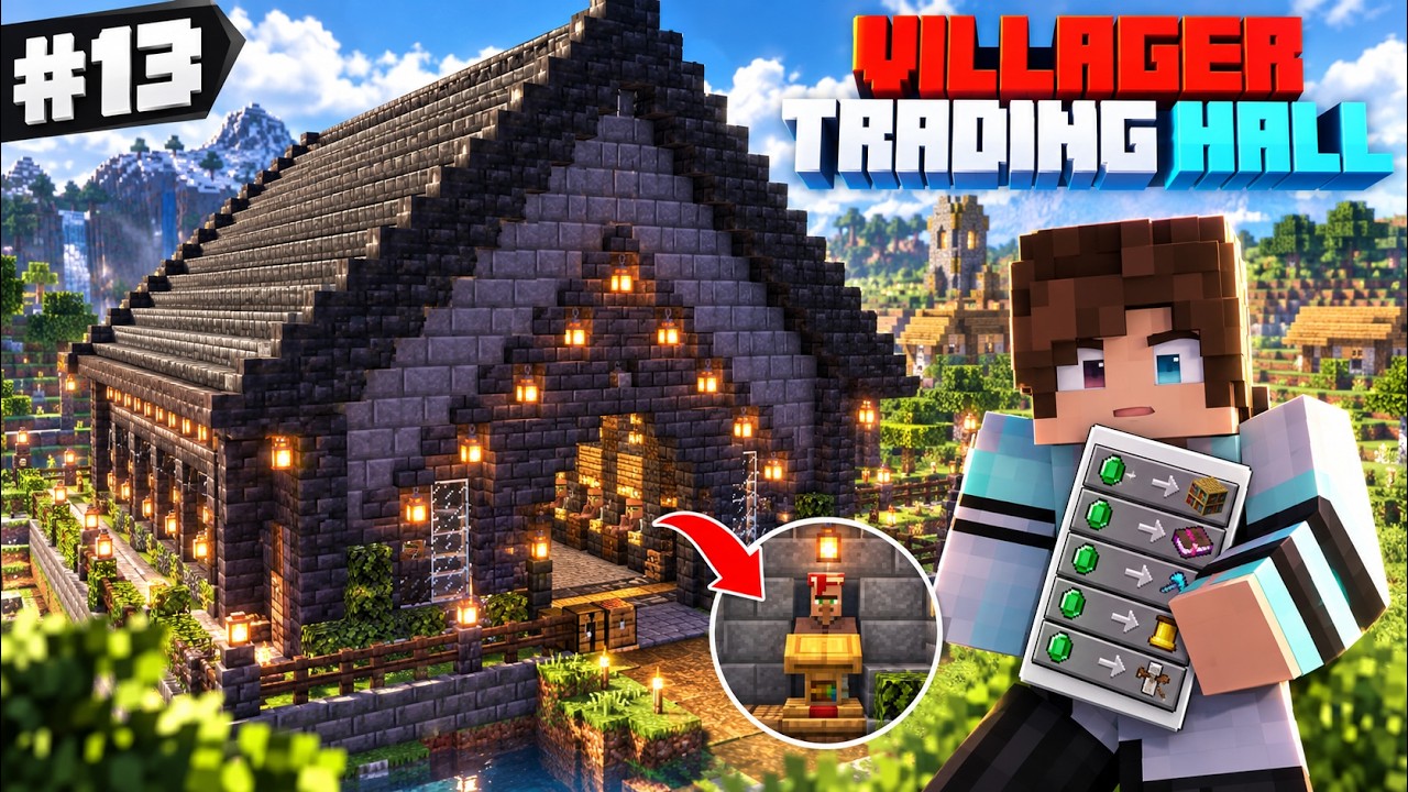 #13 EASIEST Villager Trading Hall | ALL TRADES 1 EMERALD | Minecraft 1. ...