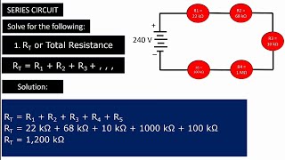 HOW TO COMPUTE RESISTANCE, CURRENT, VOLTAGE, & POWER IN A SERIES CIRCUIT.. OHMS LAW.. (TAGALOG)
