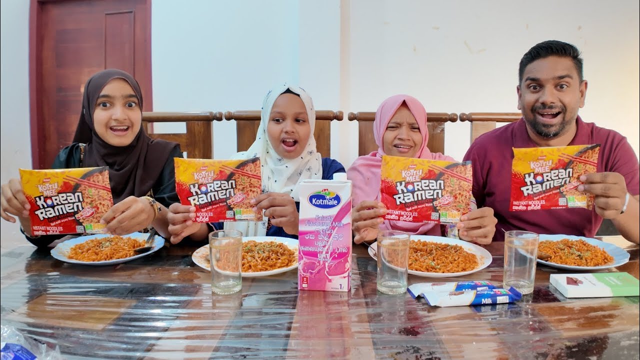 ලංකාවේ සැරම එක අපි පවුලම ට්‍රයි කරා 🥵 🥵 | Sri Lanka's spicy ramen noodles | challenge 