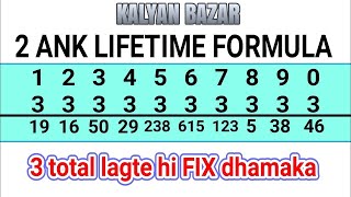 FIX 2 Ank Lifetime Trick KALYAN SATTA MATKA BAZAR fix today tricks  2020