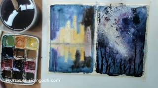 🔴 Pintura Nocturna con Acuarela: Para principiantes