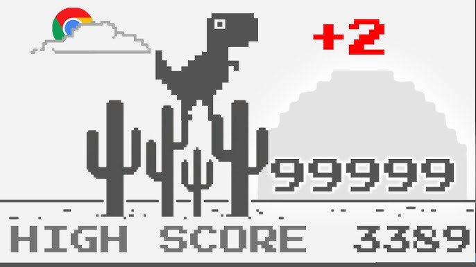 Google Chrome Dino Game - Highest Score 99999 - Full Game Playing - 94 min  - Google Dinosaur Game 