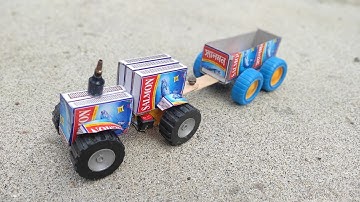 Hoe maak je thuis een Matchbox-tractor | Doe-het-zelf Matchbox-tractor | Mini-tractor wetenschapp...