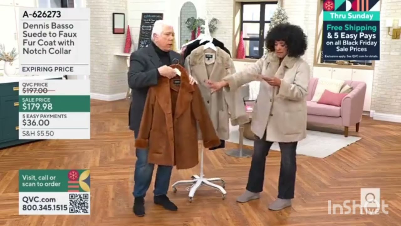 Dennis Basso Suede to Faux Fur Coat with Notch Collar - First Version earlier today