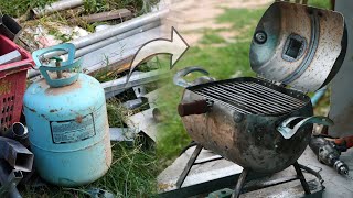 HOW TO MAKE BBQ GRILL FROM A EMPTY GAS CYLINDER DIY BBQ GRILL FROM EMPTY GAS TANK , Scrap