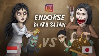 Persaingan Selebgram Hantu, Kuchisake Onna vs Kuntilanak #HORORKOMEDI | Kartun Lucu, Kartun Hantu