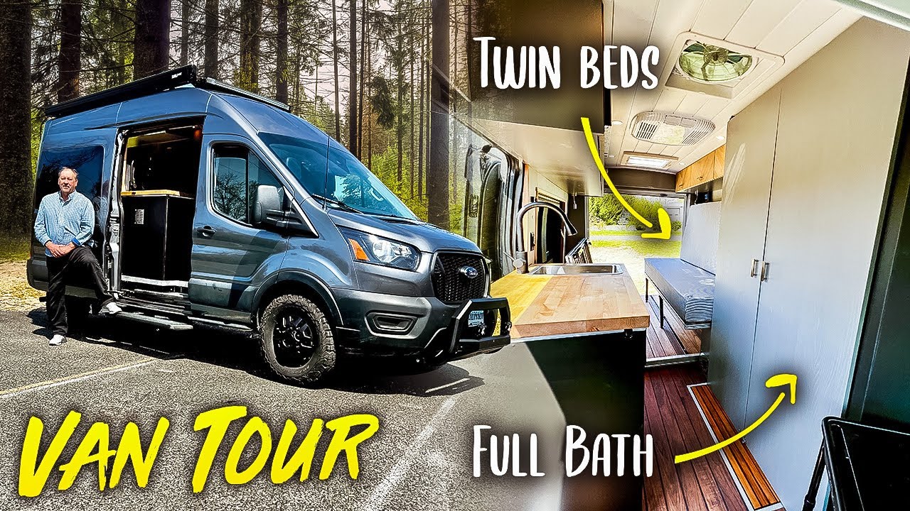 INSANE Adventure Van Build - Full Bath, Fold Away Beds, Ford Transit AWD