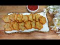 Only 2 ingredients  just add cornstarch to potatoes  its so delicious  simple  potatoes snacks
