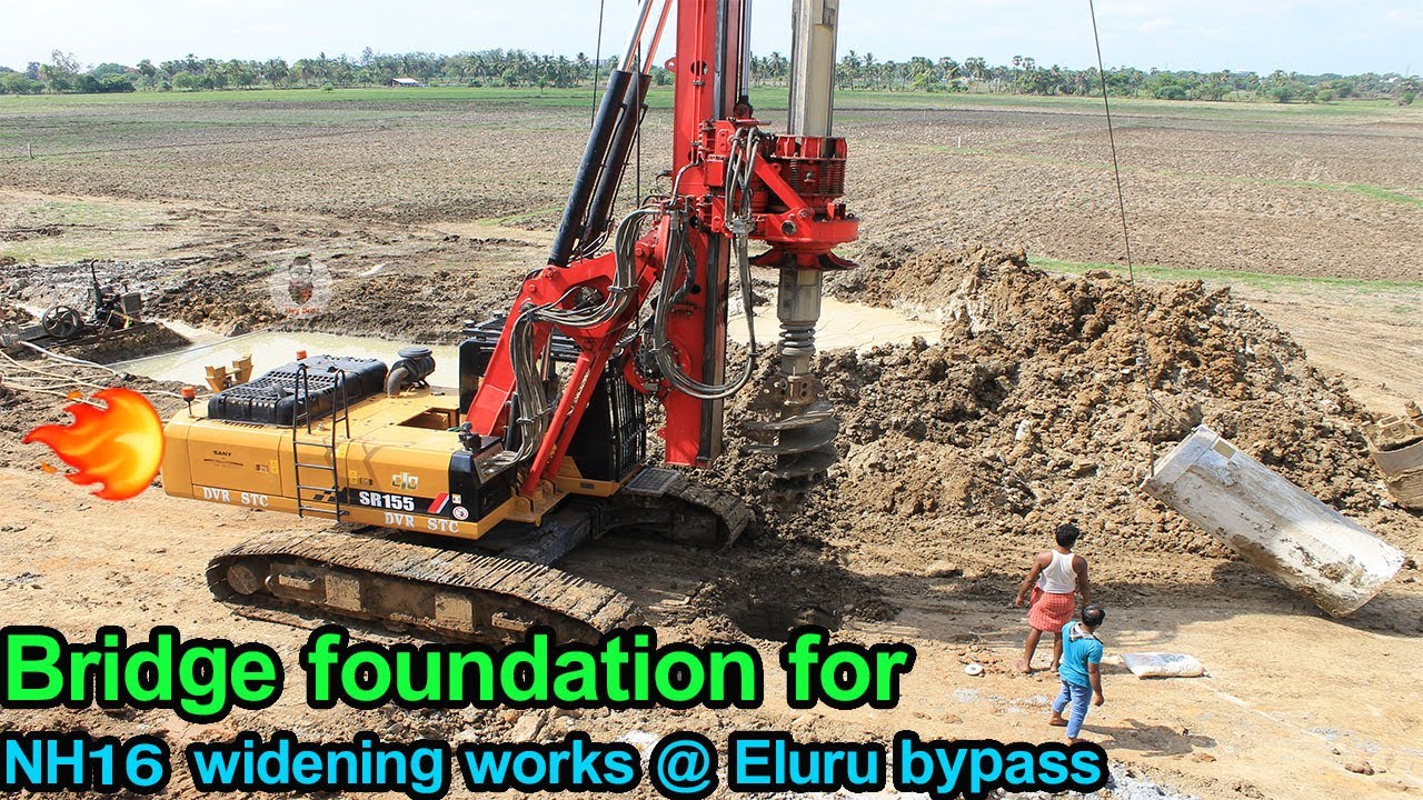 Bridge foundation works for NH16 widening at Eluru bypass