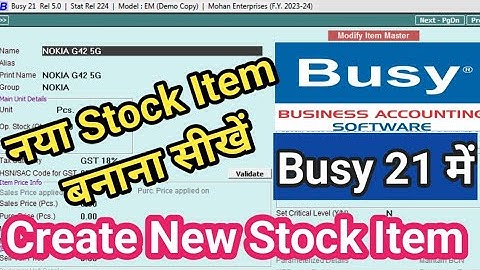 stock item create in busy accounting software | item creation in busy software | busy