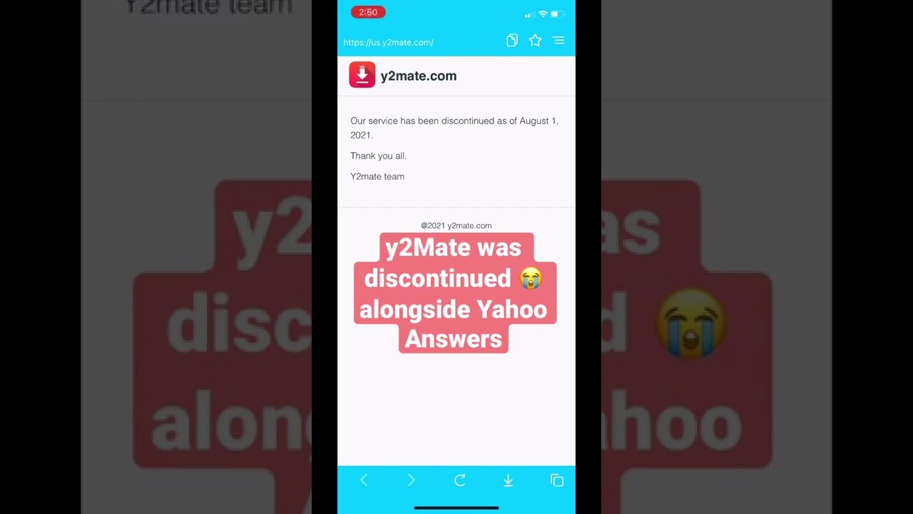 Y2Mate Was Discontinued