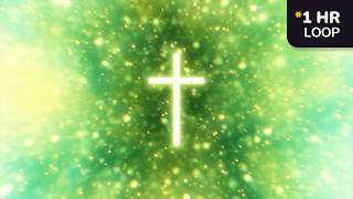 Radiant Green and Golden Light Cross | Easter Resurrection Worship Background | 1 Hour 4K Loop