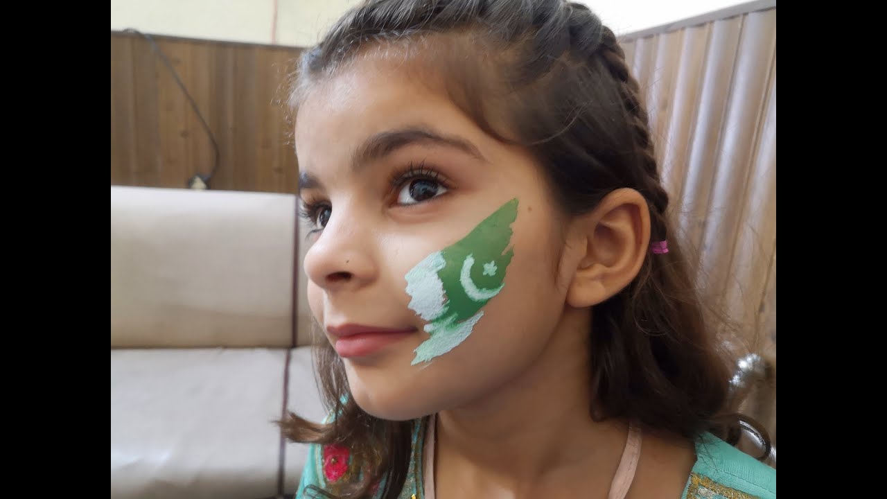 Pakistani  Flag on Cute baby Face, Flag Tattoo , How to paint Pakistani Flag on Face