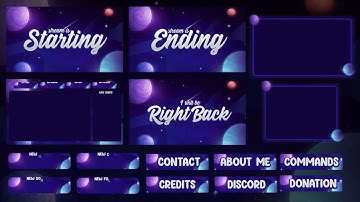 Animated Galaxy Theme Stream Package Twitch Overlay