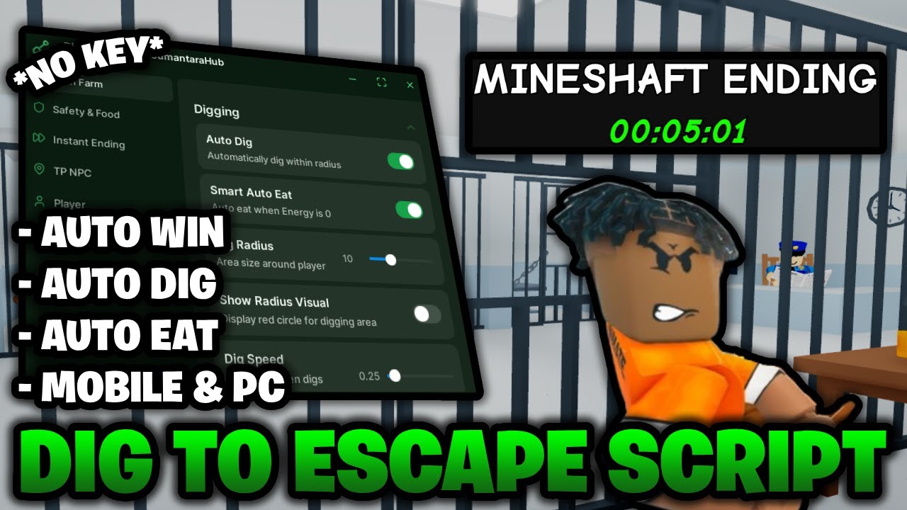 *БЕЗ КЛЮЧА* ⛏️ Скрипт «Копай, чтобы сбежать» – мгновенная победа, автоматическое копание и автома...