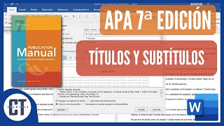 TITULOS y SUBTITULOS Normas APA 7ma EDICION