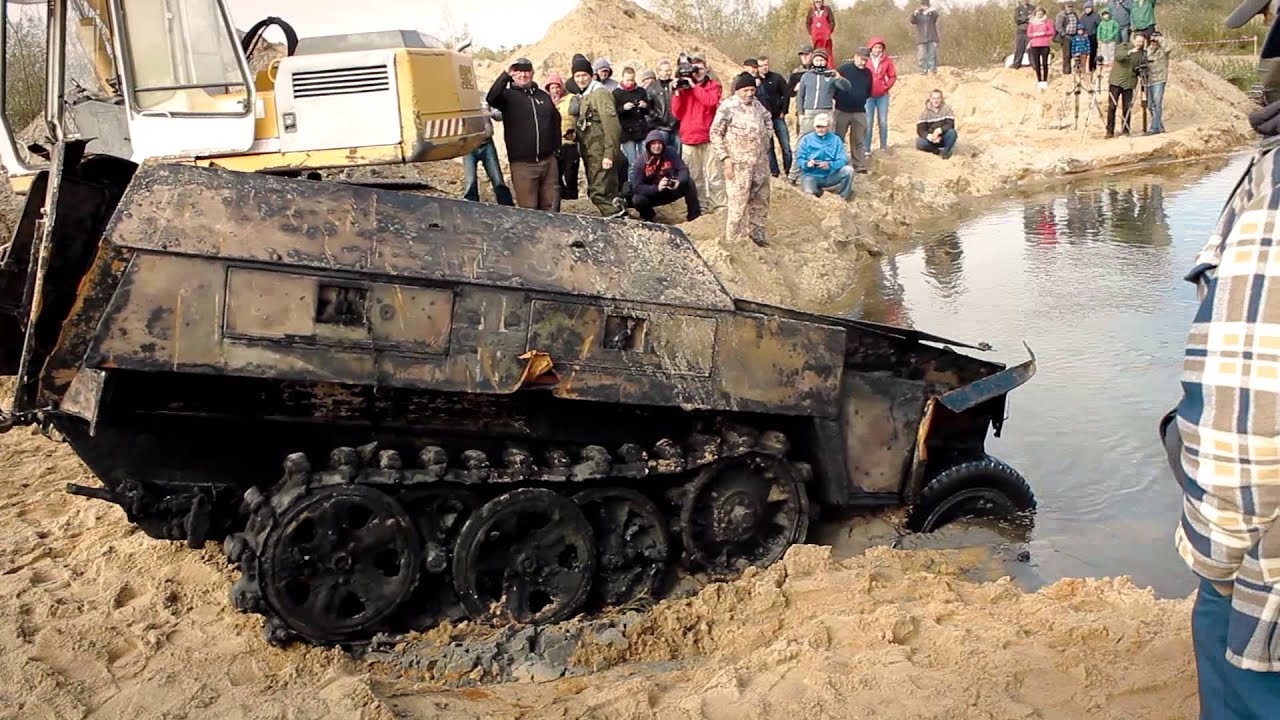 Tanks and Halftracks Pulled Out from Swamps and Rivers in Poland