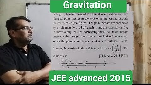 A large spherical mass M is fixed at one position and two identical point masses m are kept on a