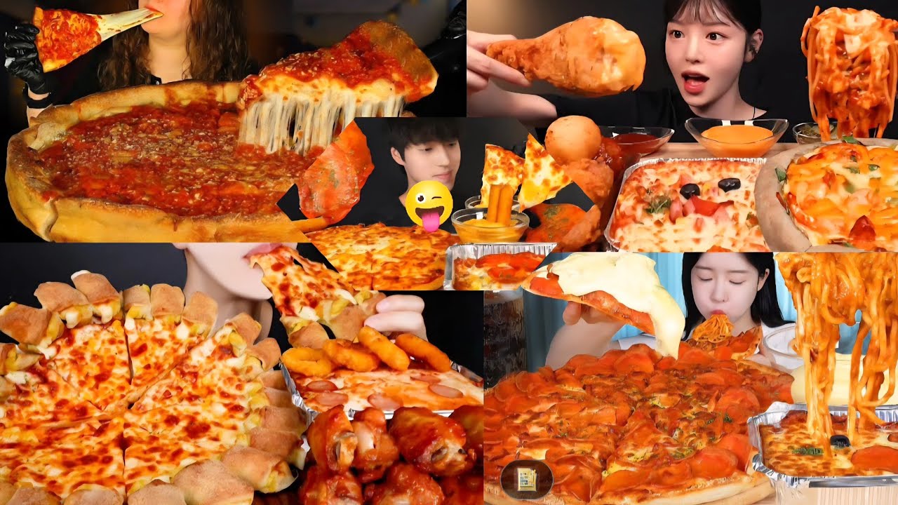 31 Mins Utimate korean PEPPERONI,CHICAGO DEEP DISH PIZZA+PASTA MUKBANG COMPILATION ASMR SOUND😋🤤