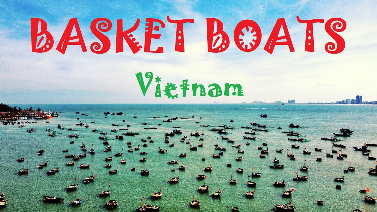 BASKET BOAT (Thung Chai or Thuyen Thung) Traditional boats in Vietnam by drone