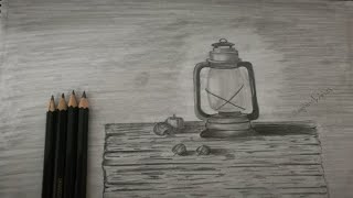 still life drawing_drawing an oil lamp | Artist Drawings