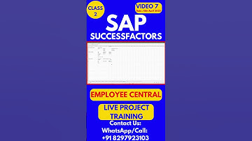 SAP SuccessFactors EC Training  Online Tutorial Class 7 15th April 2025 #sapsuccessfactorstraining
