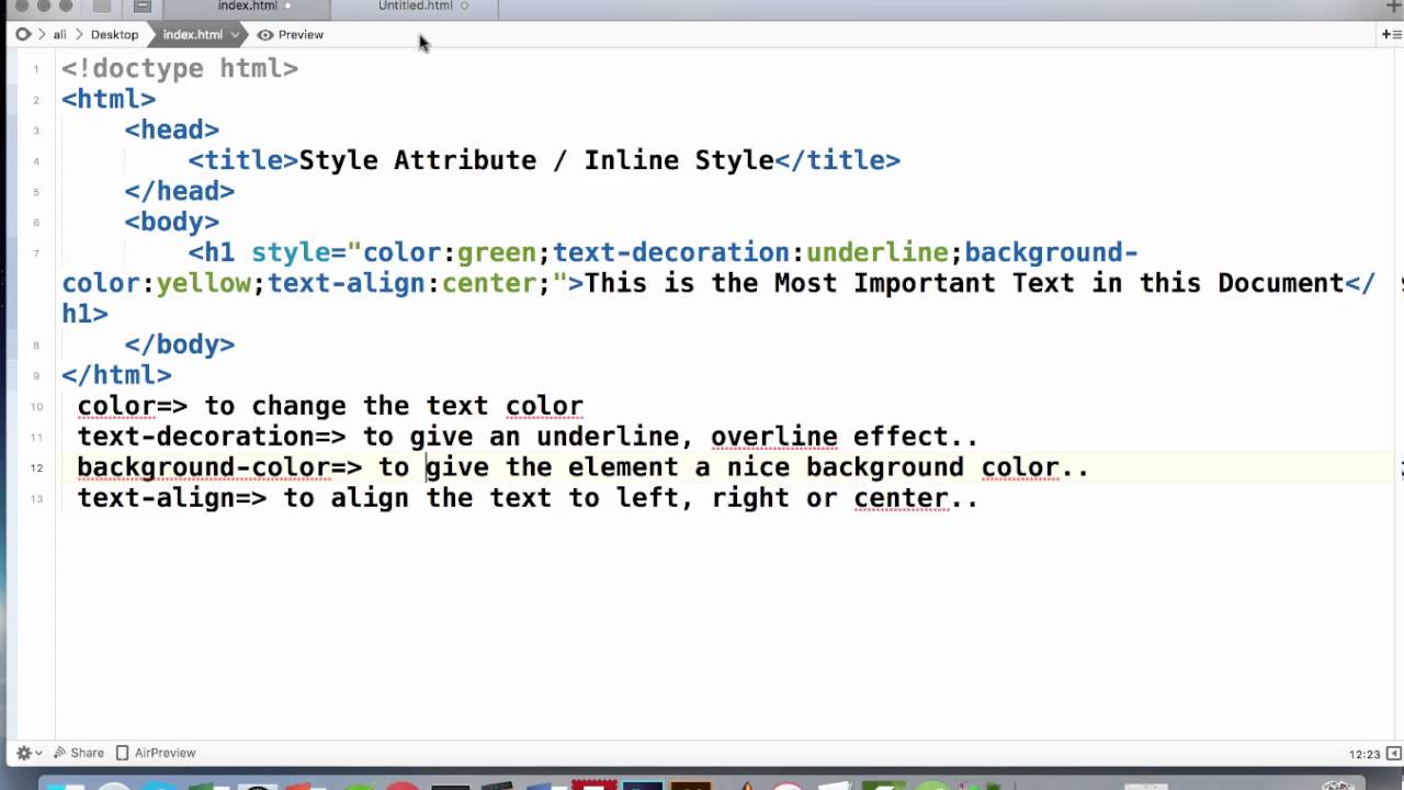 HTML Inline Style (Style Attribute) Tutorial - YouTube