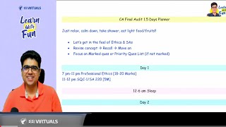 Target 60+ | CA Final Audit 1.5 Days Planner | CA Shubham Keswani (AIR 8)