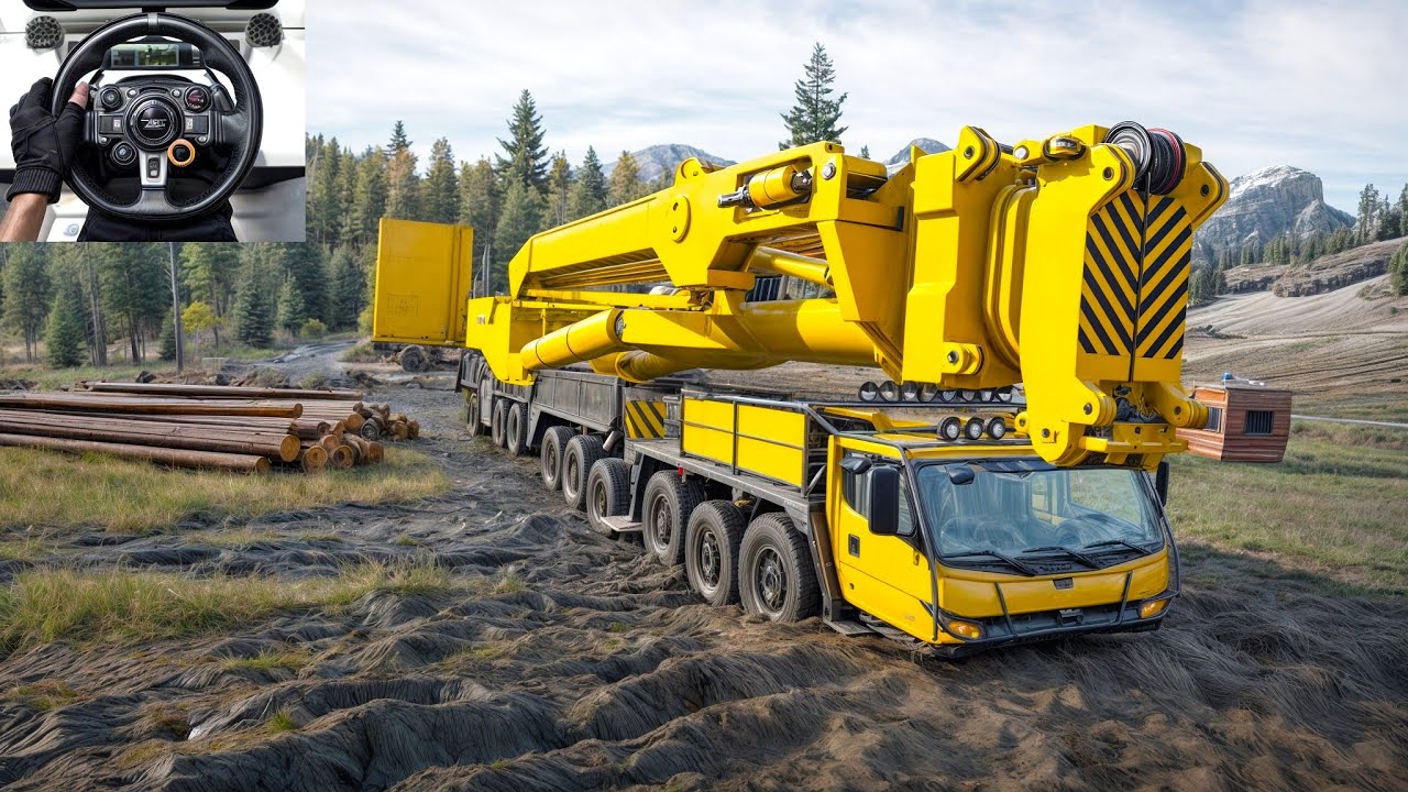 Hercules 1600 - Giant Crane Driving Through a Deep Muddy Road | Logitech G29 Gameplay