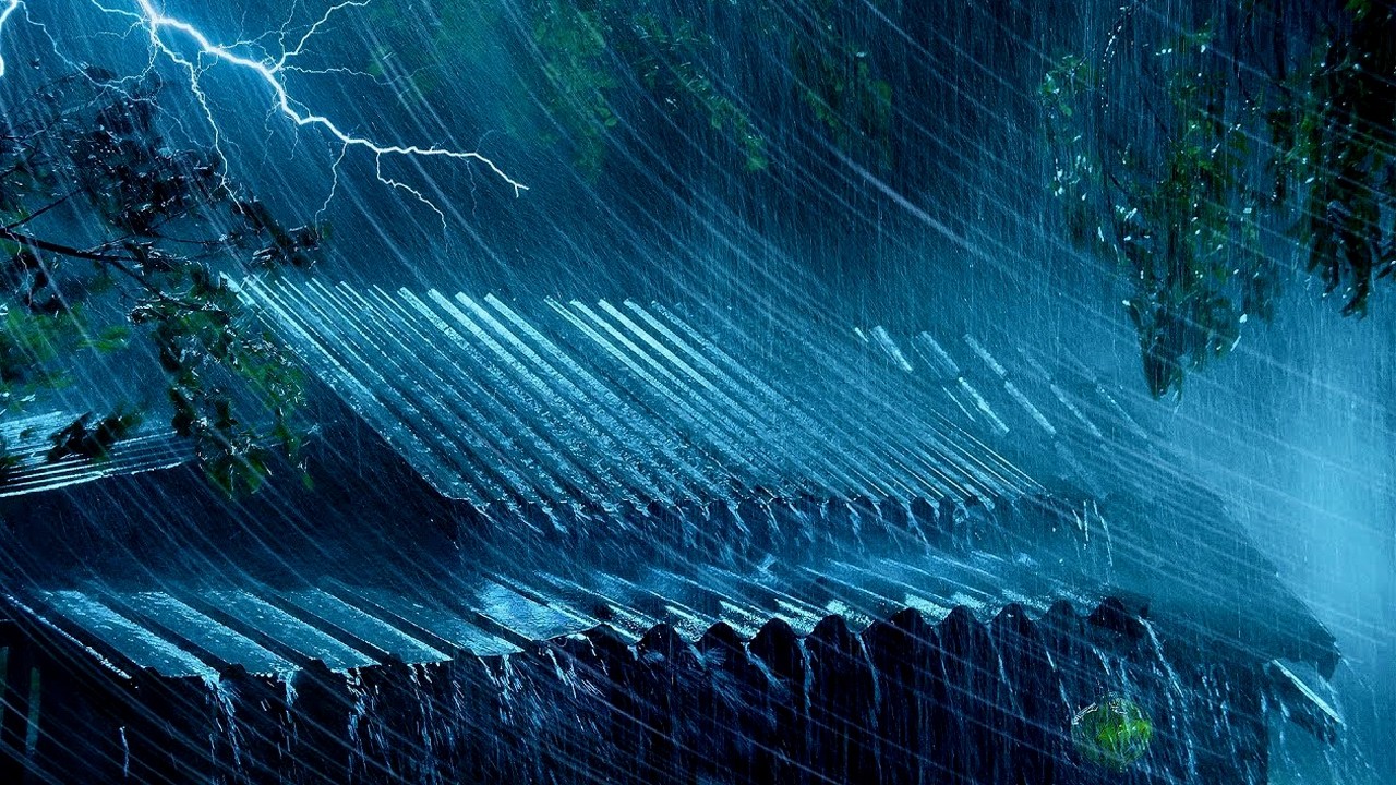 Rain Sounds for Sleeping with Heavy Rain & Paramount Thunder Sound on a Tin Roof at Night