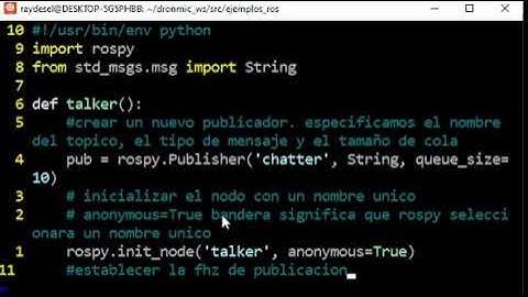 Creación de un publicador de mensajes en ROS utilizando Python