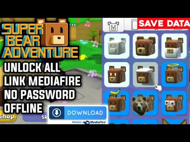 5 SUPER BEAR ADVENTURE MOD FILE APK V.10.0 ( ONLY SANS16) 