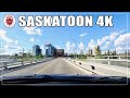 Saskatoon 4K - Hot Summer Day - Driving/Walking Tour of Downtown