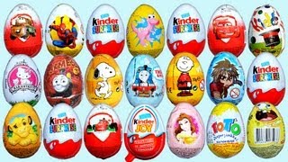 21 Surprise Eggs, Kinder Surprise, Kinder Joy, Disney Pixar Cars 2, Thomas &amp; Friends, Spongebob