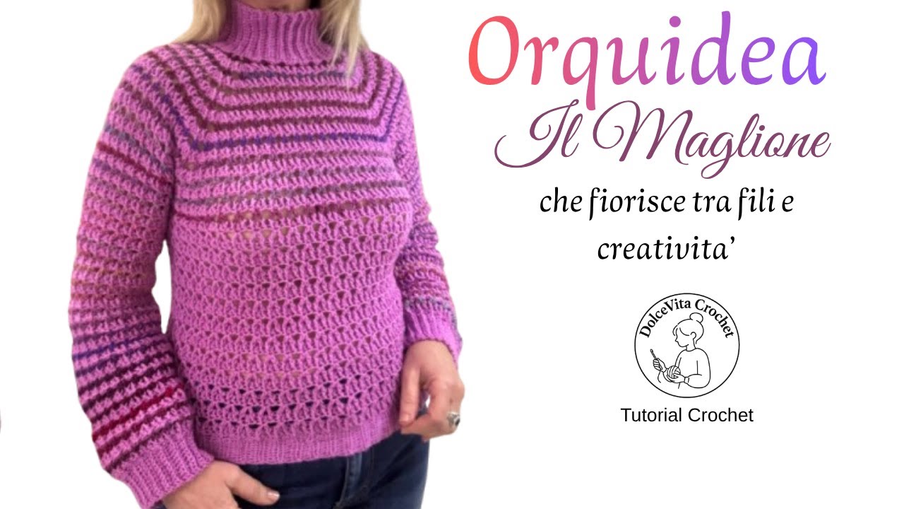 Maglione Orquidea all’uncinetto 🌸 Top-down, eleganza semplice in ogni punto