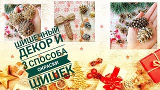 Елочные игрушки из шишек/3 способа окраски шишек/Christmas decorations