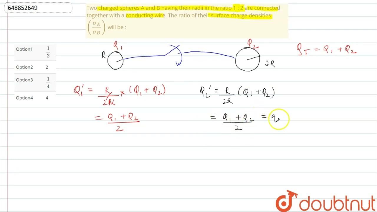 two-charged-spheres-a-and-b-having-their-radii-in-the-ratio-1-2-are