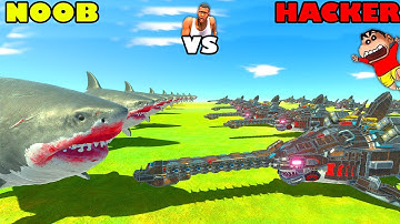 NOOB vs PRO vs HACKER SHARK | Upgrading SHARK into Undefeated with SHINCHAN and CHOP | Animal Revolt