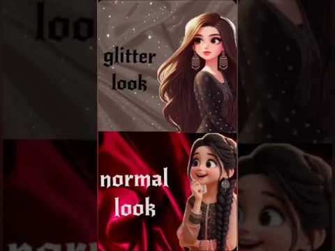 Giltter Look VS Normal Look Nail Lip Heel Watch Hair Ring Eyeshadow Shaikh Hera Yt